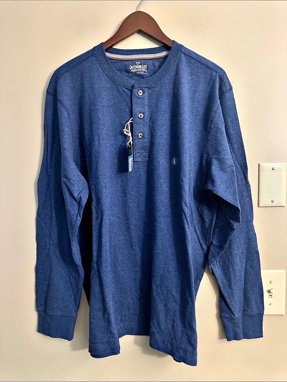 OutdoorLife Long Sleeve Henley in Blue NWT